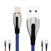 iPhone Lightning Hasır İpli Işıklı USB Şarj Data Kablosu 1-2 Metre